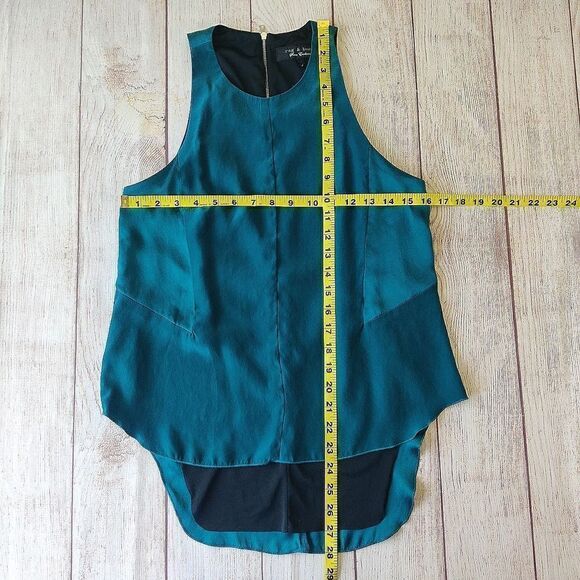 Rag & Bone Adeline silk teal high low sleeveless top sz S - Picture 5 of 7